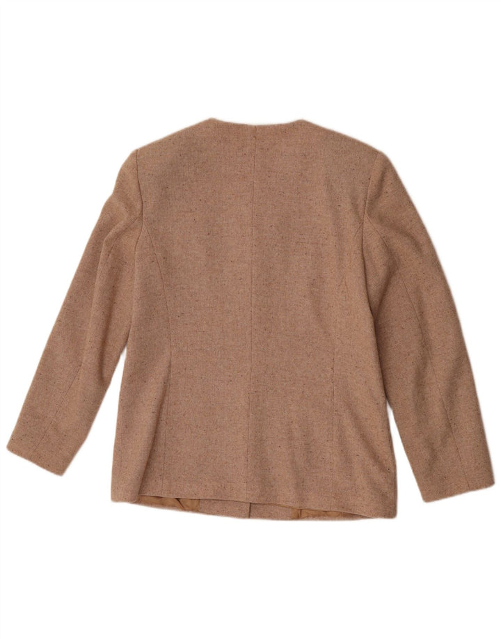 Vintage Damen 4-Knopf-Blazerjacke IT 46 Groß Beige meliert