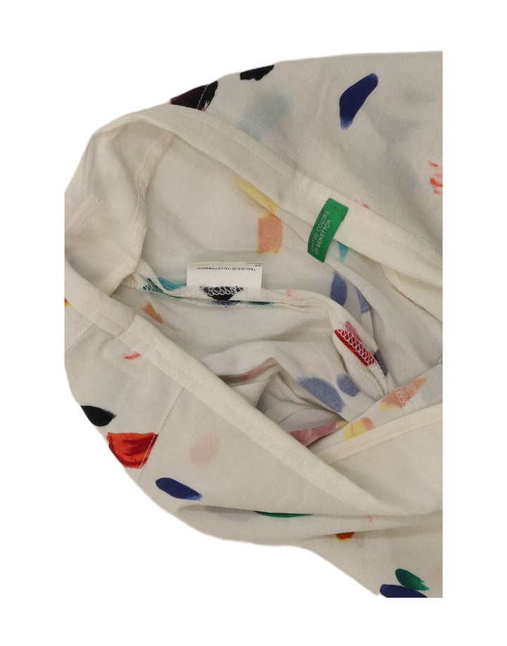 Benetton Damen Durchsichtiger ausgestellter Rock IT 42 Medium W28 Weiß gepunktet