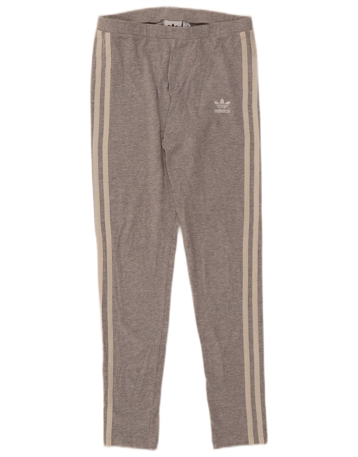 Adidas Damen Leggings UK 8 Small Grau gefleckte Baumwolle