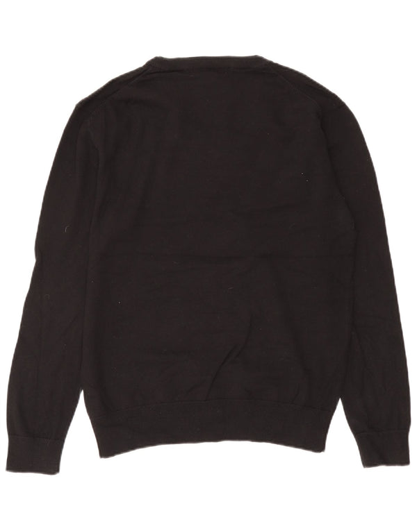French Connection Herren-Pullover mit V-Ausschnitt, Größe S, schwarze Baumwolle