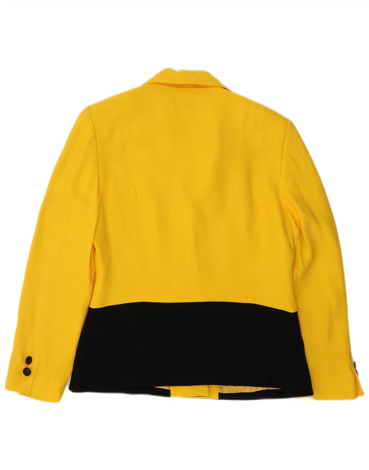Vintage Damen 3-Knopf-Blazerjacke UK 14 Mittelgelber Farbblock