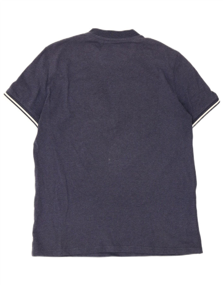Fred Perry Herren-T-Shirt-Oberteil mit Reißverschluss am Hals, mittleres Marineblau gestreift