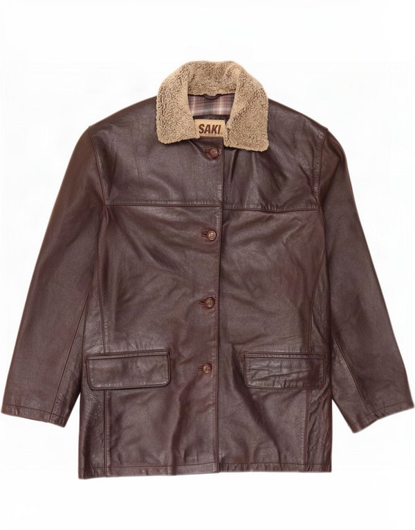 Saki Damen Übergroße Lederjacke EU 42 Large Braun