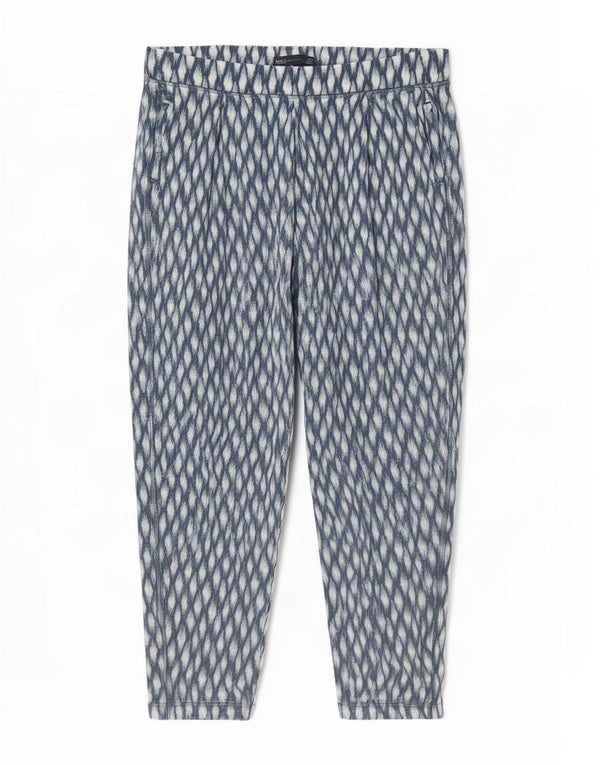 Marks & Spencer Damen-Hose, kurz geschnitten, UK 18, XL, W36, L24, blau, geometrisch