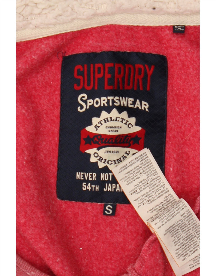 Superdry Damen-Kapuzenpullover mit grafischem Reißverschluss, Gr. 10, Größe S, Rosa, Polyester