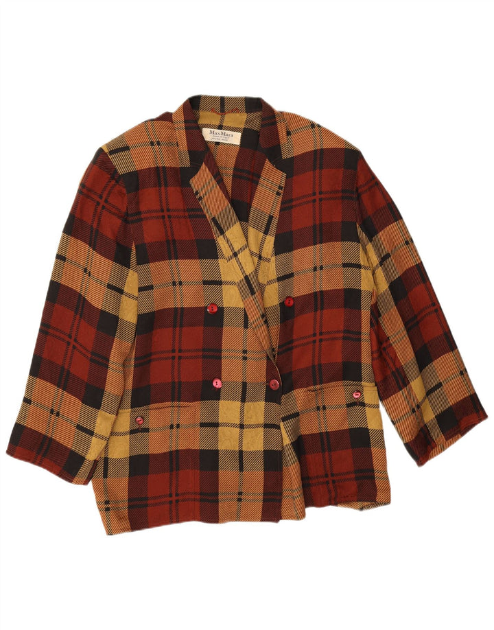 Max Mara Damen-Zweireiher-Blazer, Gr. 44, groß, Burgunderrot, kariert