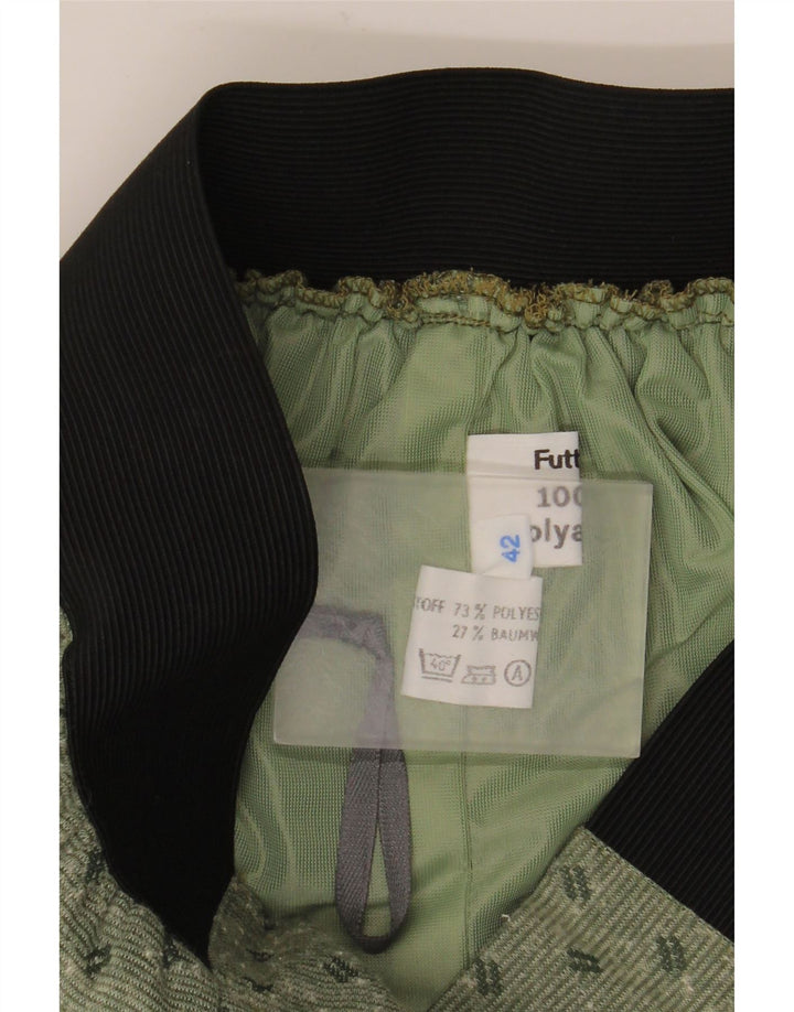 Vintage Damen Midirock IT 42 Medium W30 Grün geflecktes Polyester