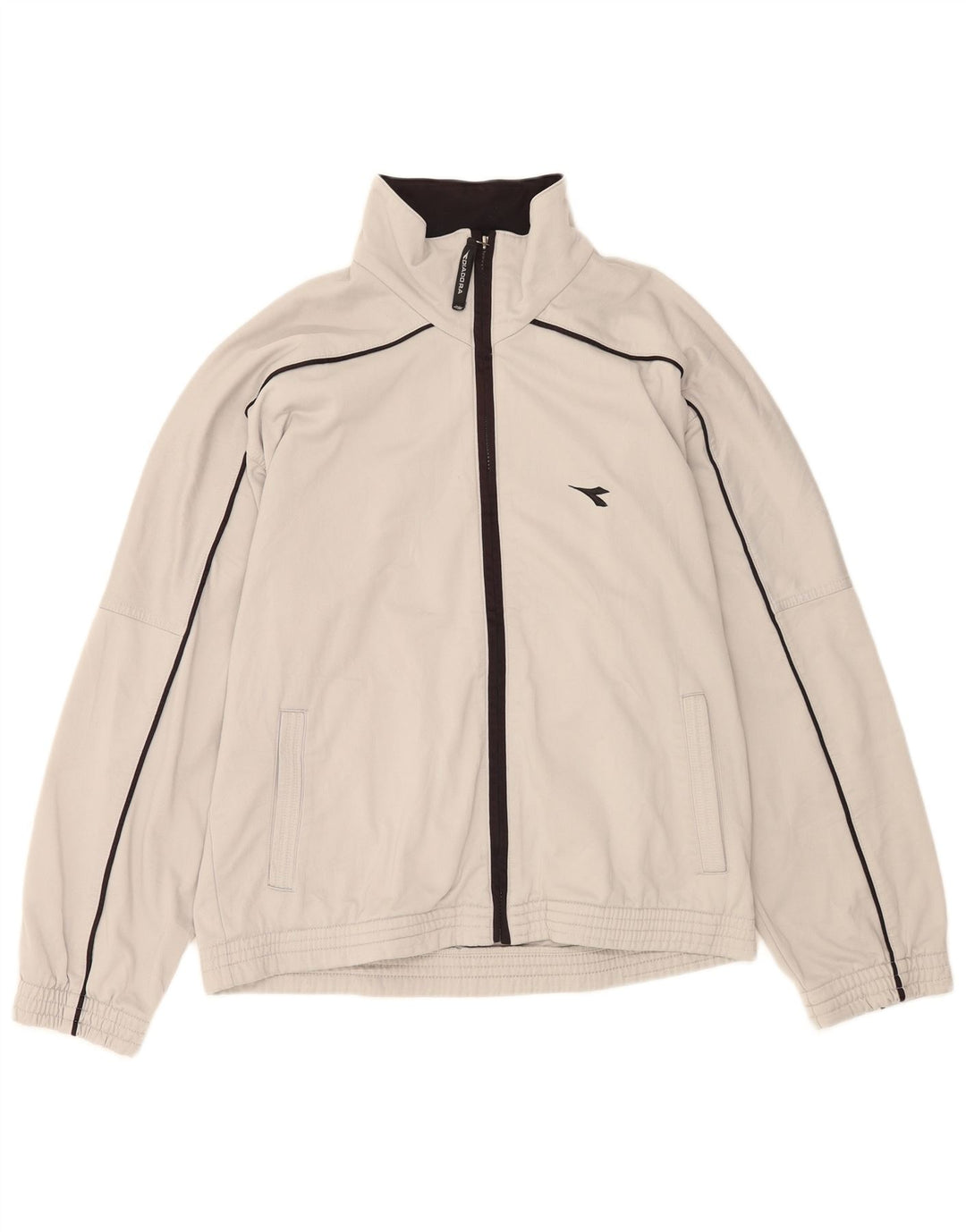 Diadora Herren-Trainingsanzug-Top-Jacke, UK 40, mittelgraues Polyester