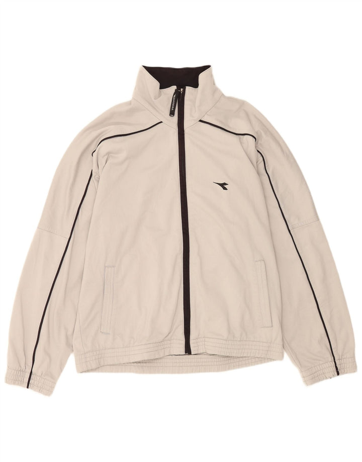 Diadora Herren-Trainingsanzug-Top-Jacke, UK 40, mittelgraues Polyester