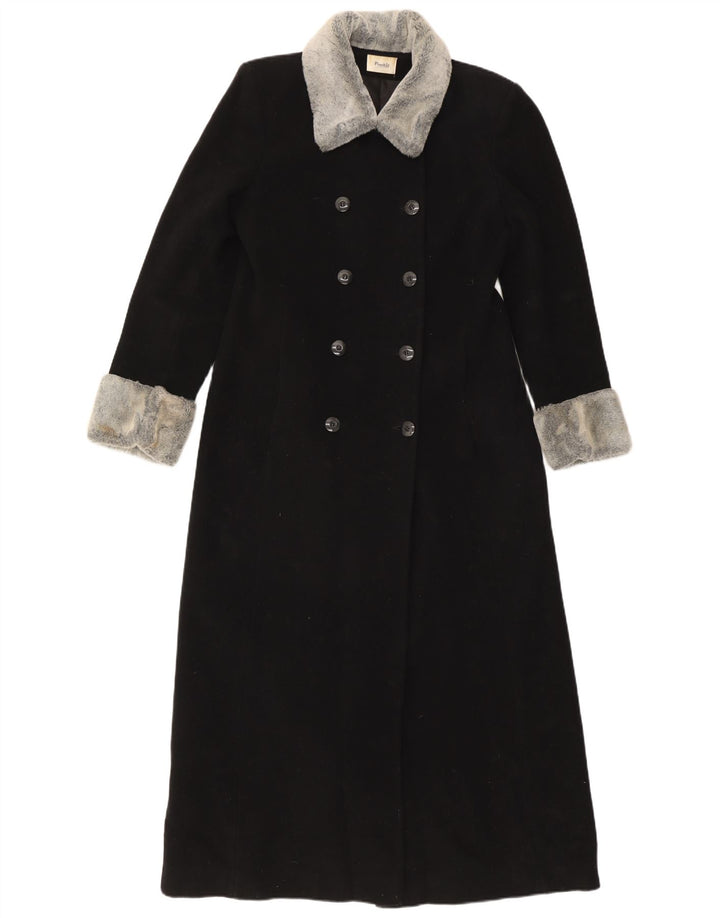 Pimkie Damen Zweireihiger Mantel IT 44 Mittelschwarze Wolle