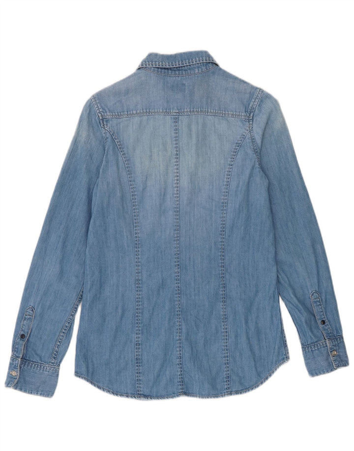 PEPE Jeans Damen Jeanshemd UK 10 Small Blau Baumwolle