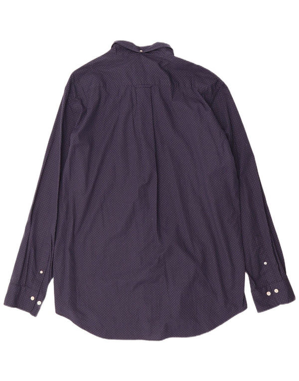 Gant Herren Popeline Regular Fit Hemd Größe 45/46 2XL Marineblau gepunktete Baumwolle
