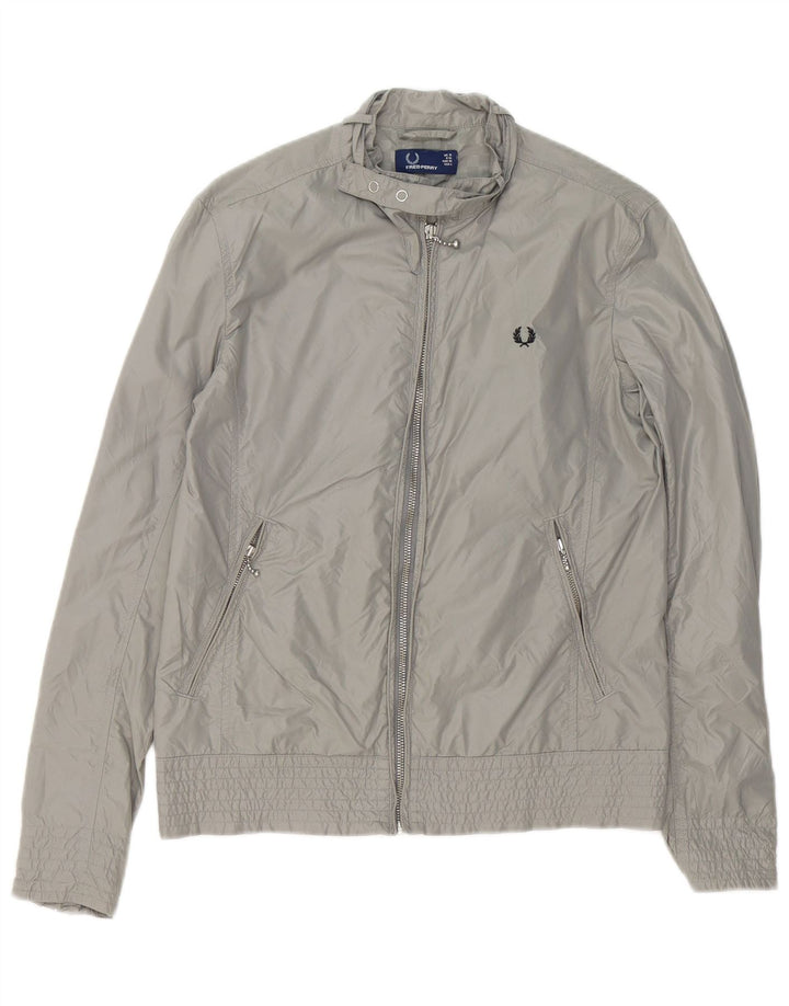 Fred Perry Damen Bomberjacke UK 10 Small Graues Nylon