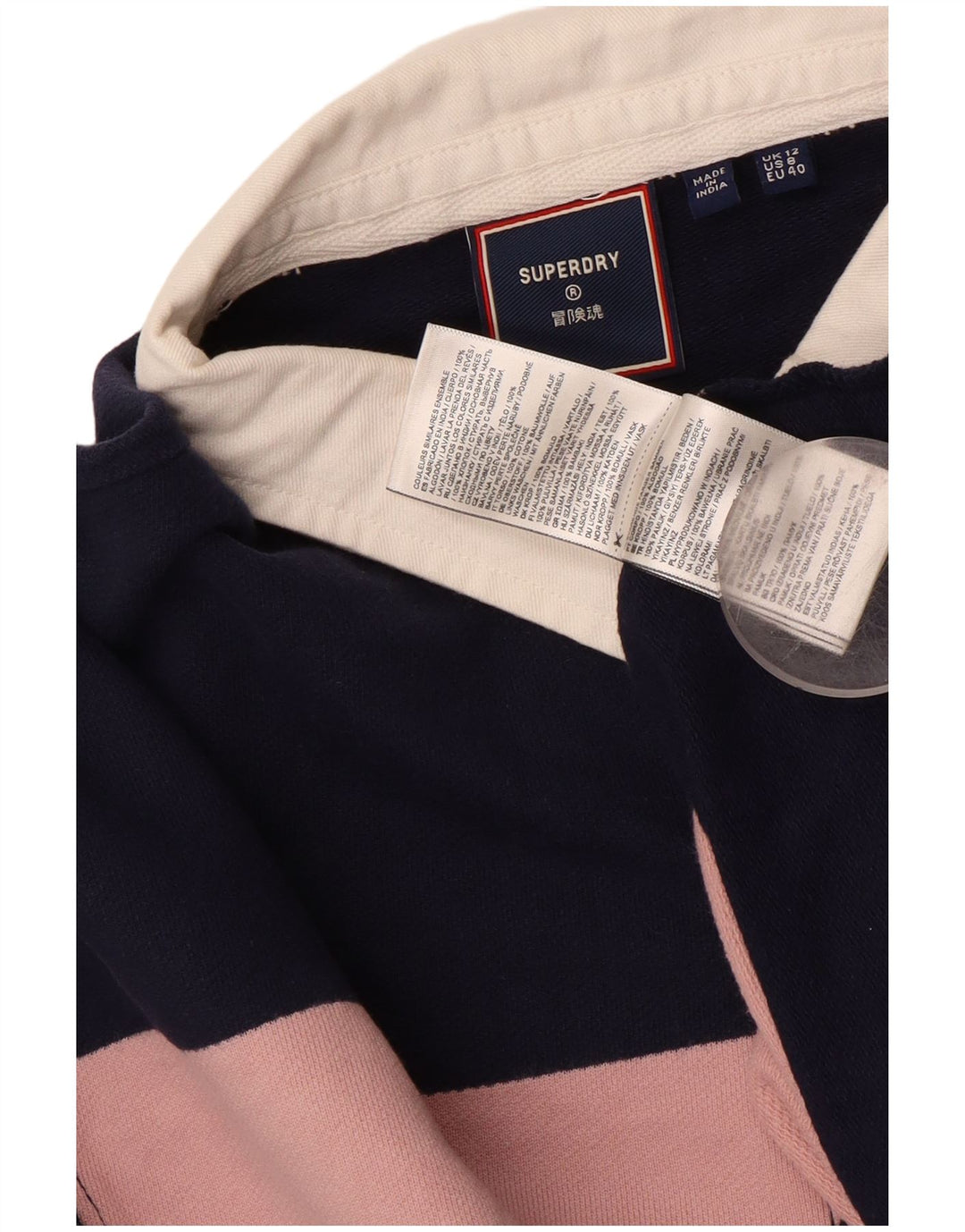 SUPERDRY übergroßes, kurzes Rugby-Poloshirt für Damen, UK 12, mittleres Marineblau