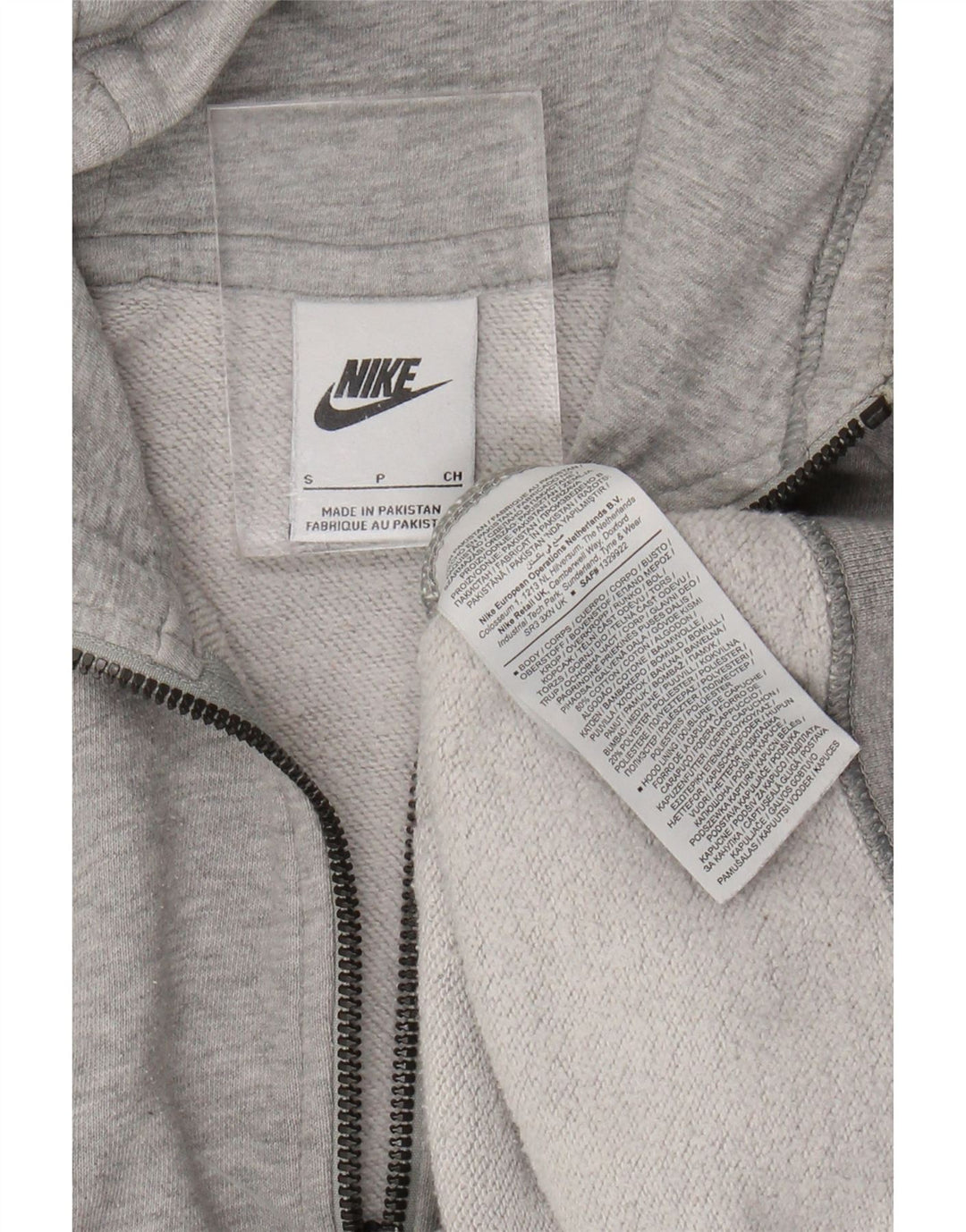 NIKE Herren-Kapuzenpullover mit Reißverschluss, klein, grau gefleckte Baumwolle