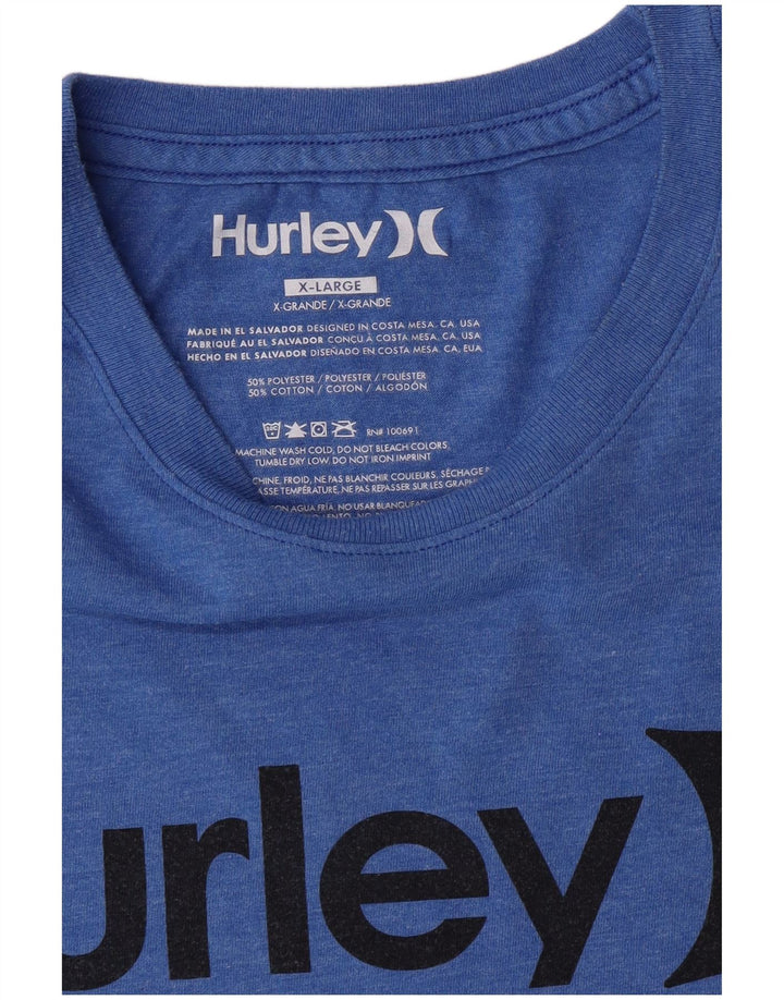 Hurley Herren Grafik T-Shirt Top XL Blau Polyester