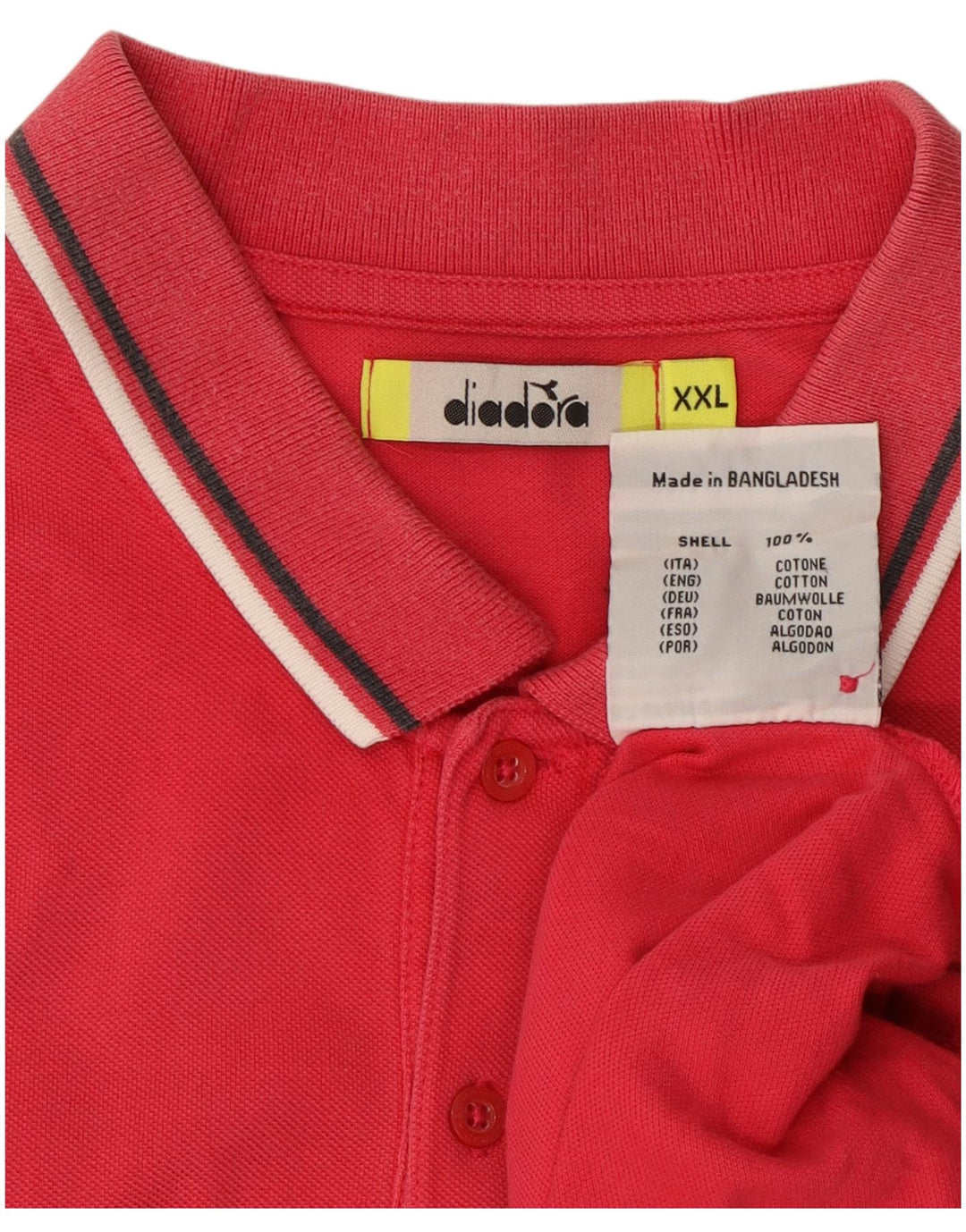 DIADORA Herren Poloshirt 2XL Rosa Baumwolle