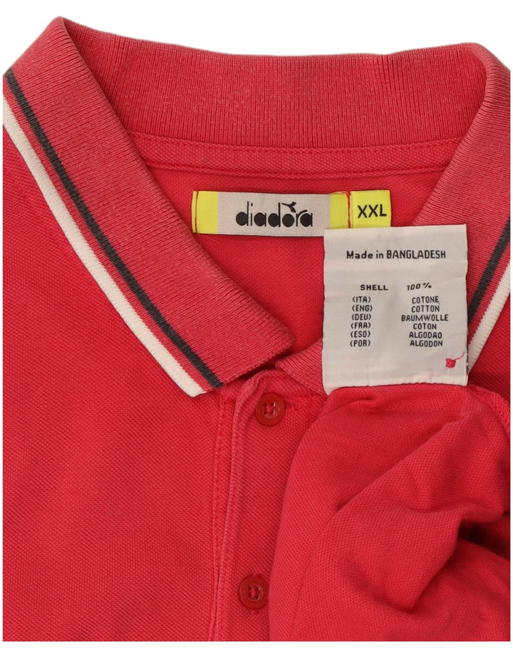 DIADORA Herren Poloshirt 2XL Rosa Baumwolle