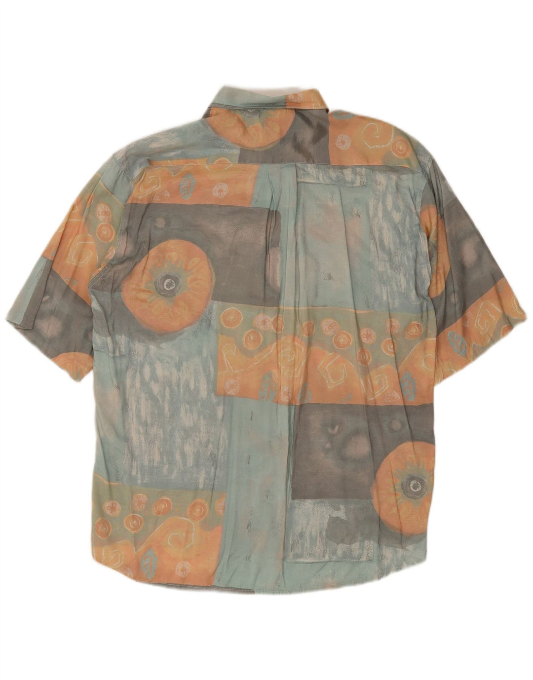 Vintage Herren-Kurzarmshirt mit abstraktem Muster, groß, mehrfarbig