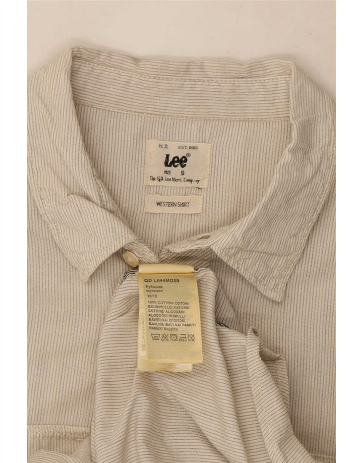 Lee Herren-Flanellhemd, klein, beige Nadelstreifen-Baumwolle