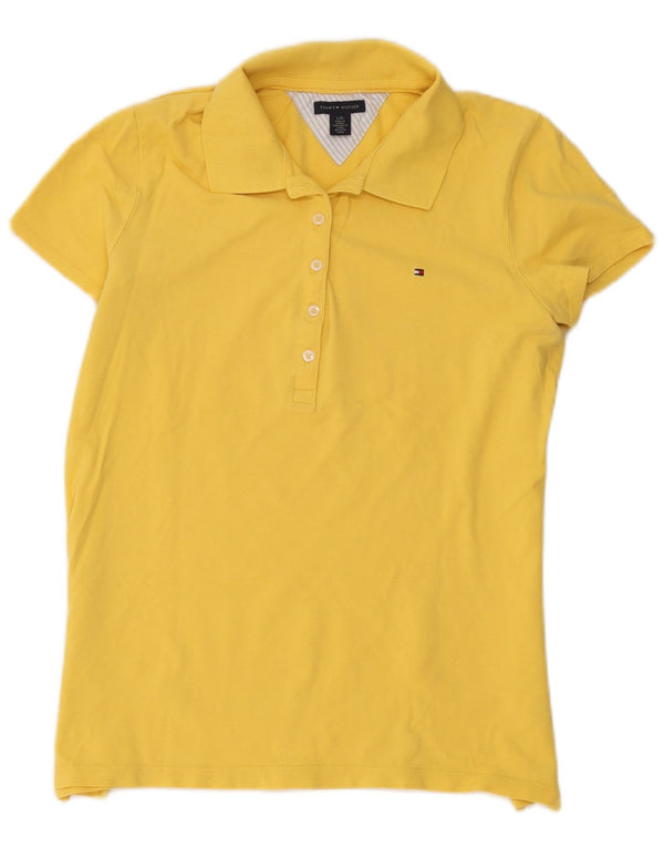 Tommy Hilfiger Damen Poloshirt UK 14 Large Gelb Baumwolle