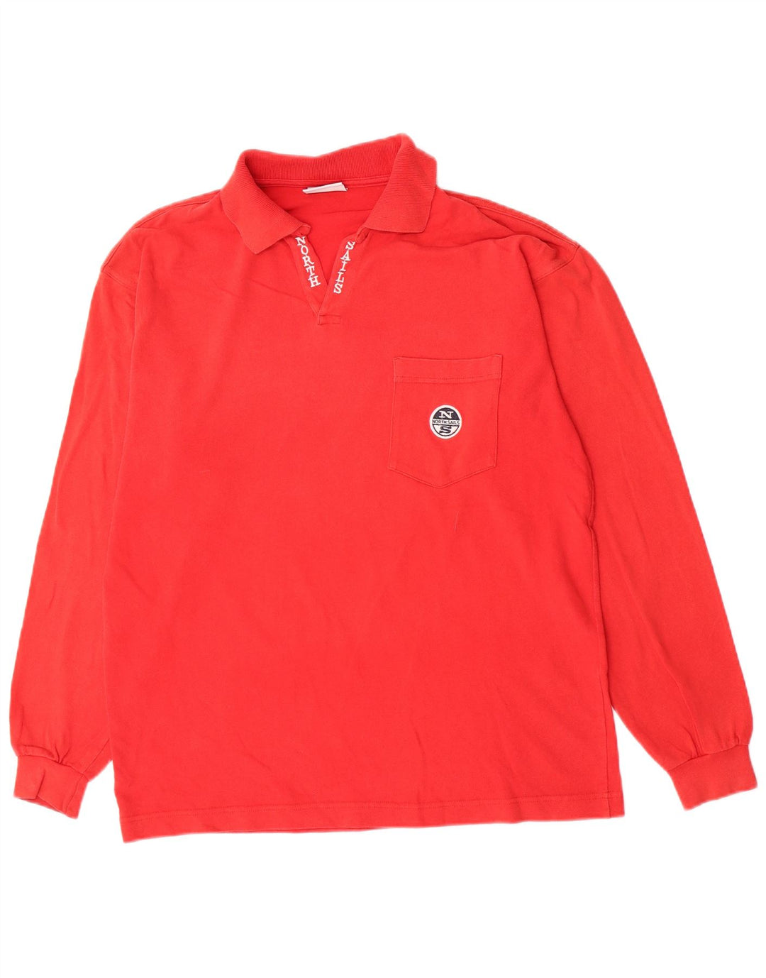 North Sails Herren-Langarm-Poloshirt aus mittelroter Baumwolle