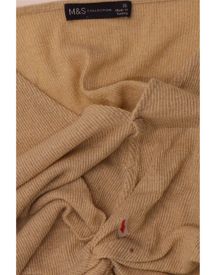 Marks & Spencer Damen-Blusenoberteil mit Fledermausärmeln, Gr. 40, Größe L, Viskose mit goldfarbenen Flecken