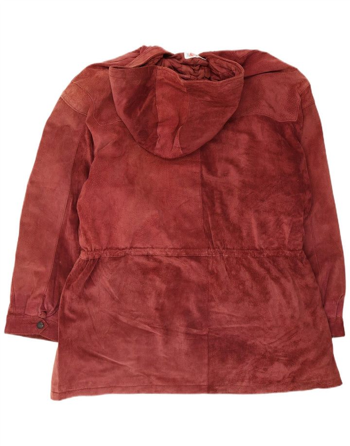 Miss Joy Damen Wildledermantel EU 44 XL Burgunderrotes Leder