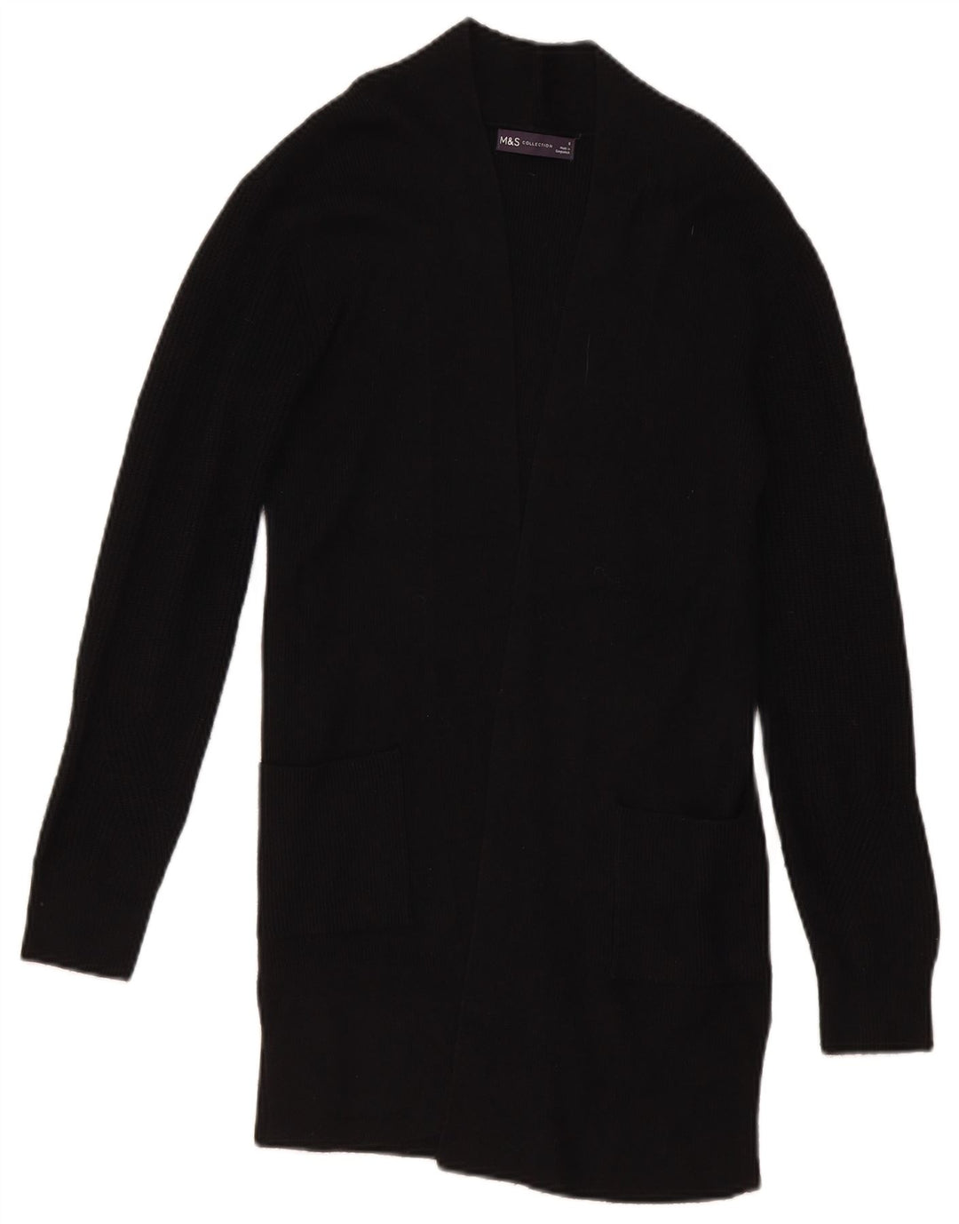 Marks & Spencer Offener Damen-Cardigan-Pullover UK 8 Small Schwarze Viskose