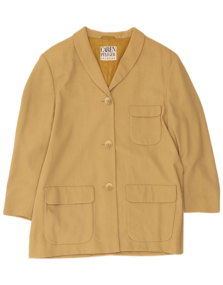 Damen-Blazerjacke mit 3 Knöpfen, EU 40, mittelbeige Wolle
