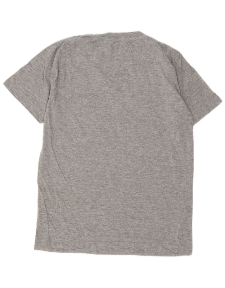 Kappa Herren-T-Shirt-Oberteil aus mittelgrau gesprenkelter Baumwolle