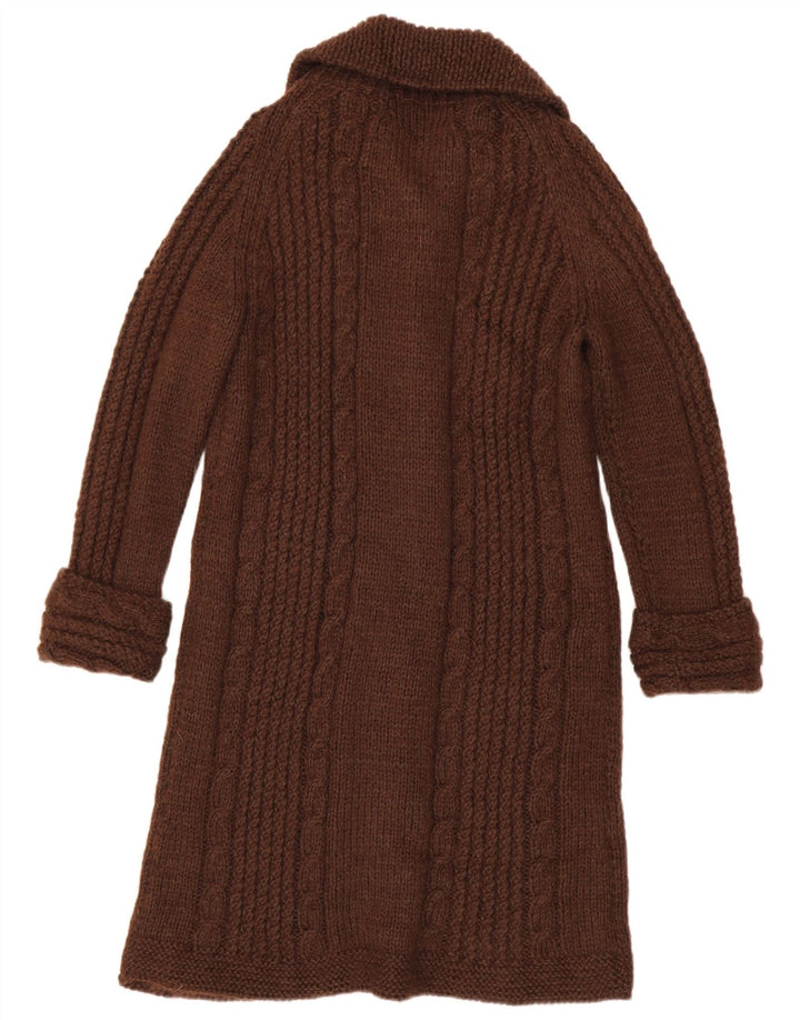 Vintage Damen Longline Cardigan Pullover UK 14 Mittelbraun