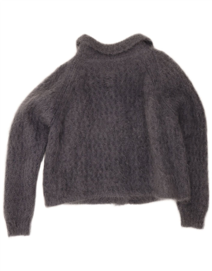 Vintage Damen Cardigan Pullover UK 14 Groß Grau