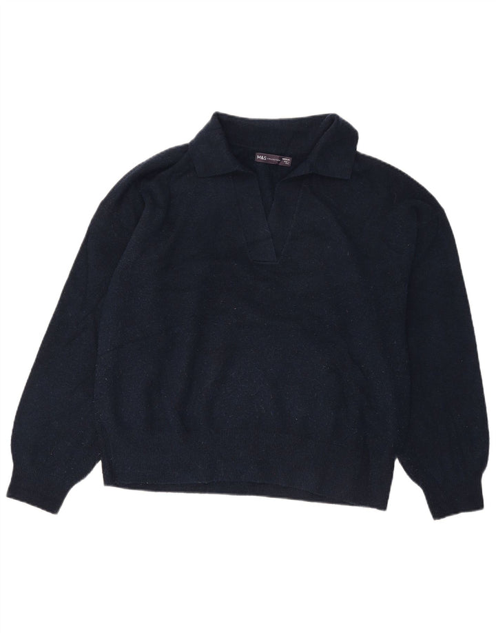 Marks & Spencer Damen-Pullover mit Polokragen, Gr. 14, mittleres Marineblau