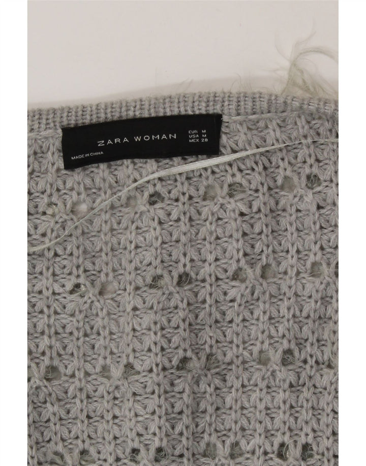 Übergroßer Damen-Pullover mit V-Ausschnitt von Zara, Gr. 14, Mittelschwarz, Farbblock