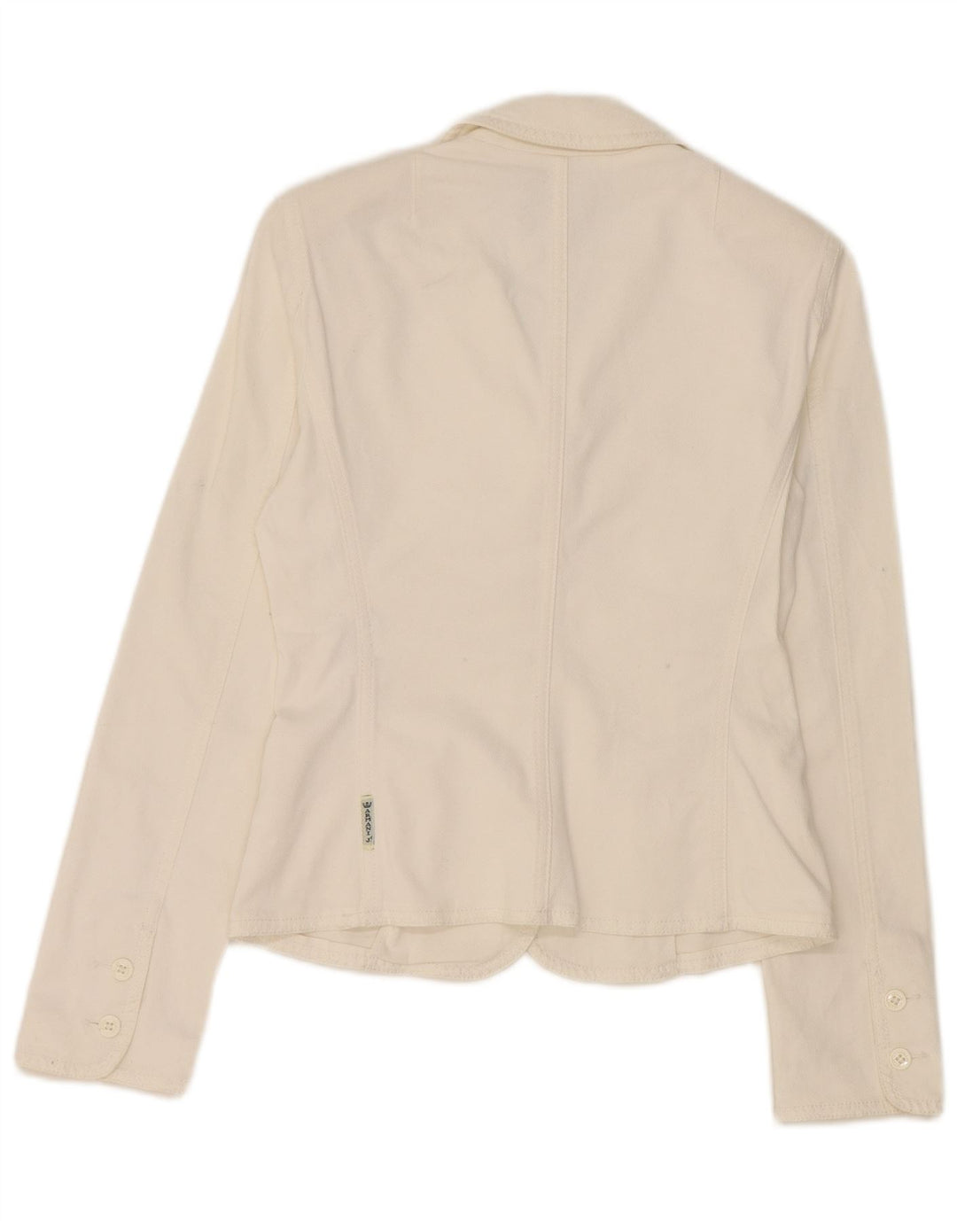 Armani Jeans Damen 3-Knopf-Blazerjacke UK 10 Small Weiße Baumwolle
