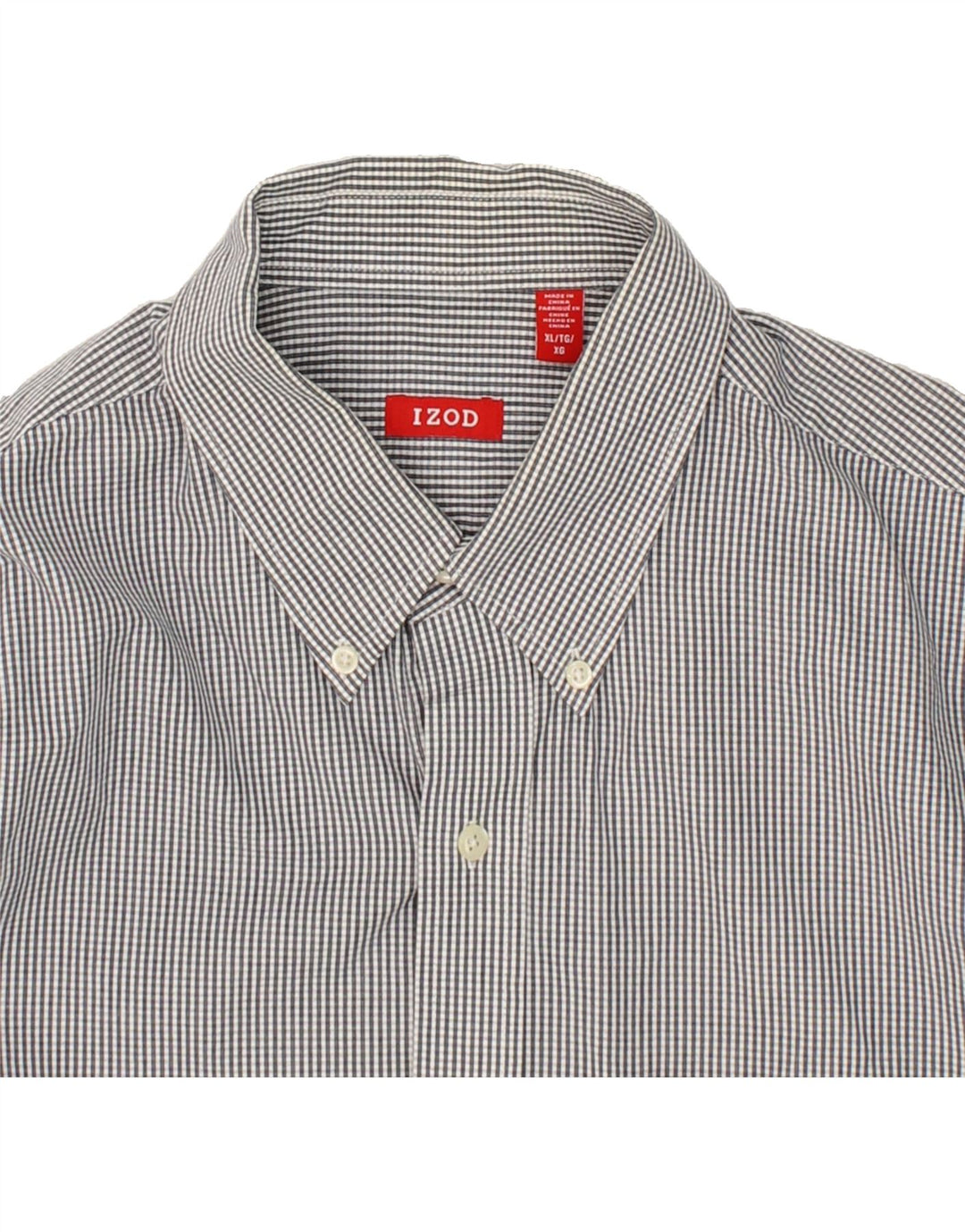 IZOD Mens Tall Shirt XL Grey Check Cotton Vintage Izod and Second-Hand Izod from Messina Hembry 