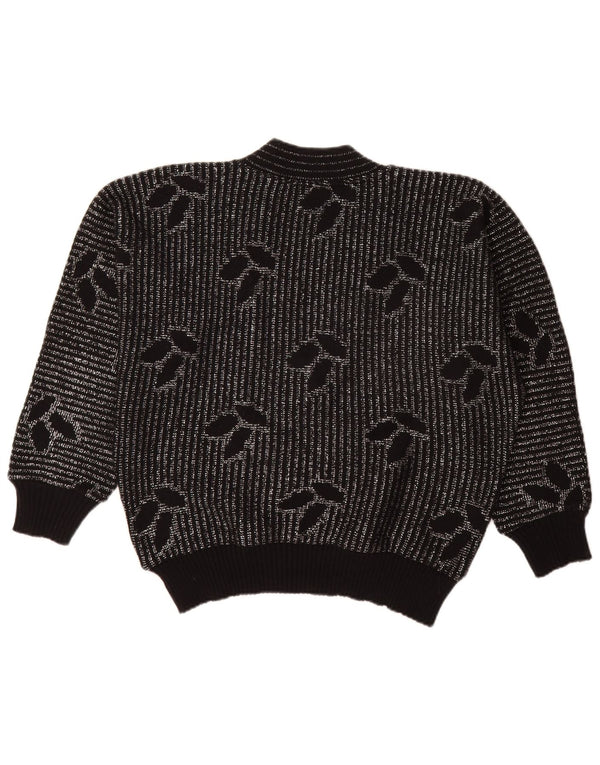 Vintage Damen V-Ausschnitt Pullover Pullover EU 44 XL Schwarz gestreift Acryl