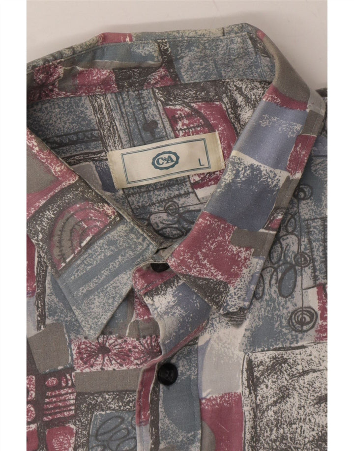 C&A Mens Shirt Large Grey Patchwork Cotton Vintage C&A and Second-Hand C&A from Messina Hembry 