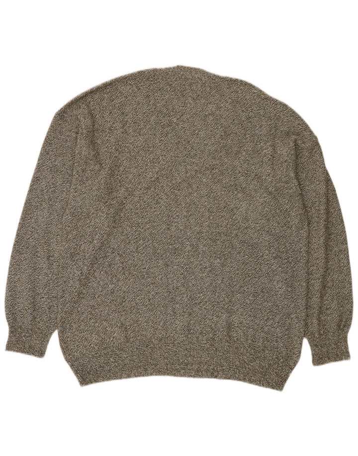 Engbers Herren-Pullover mit V-Ausschnitt IT 50 Mittelgrau gestreifte Baumwolle