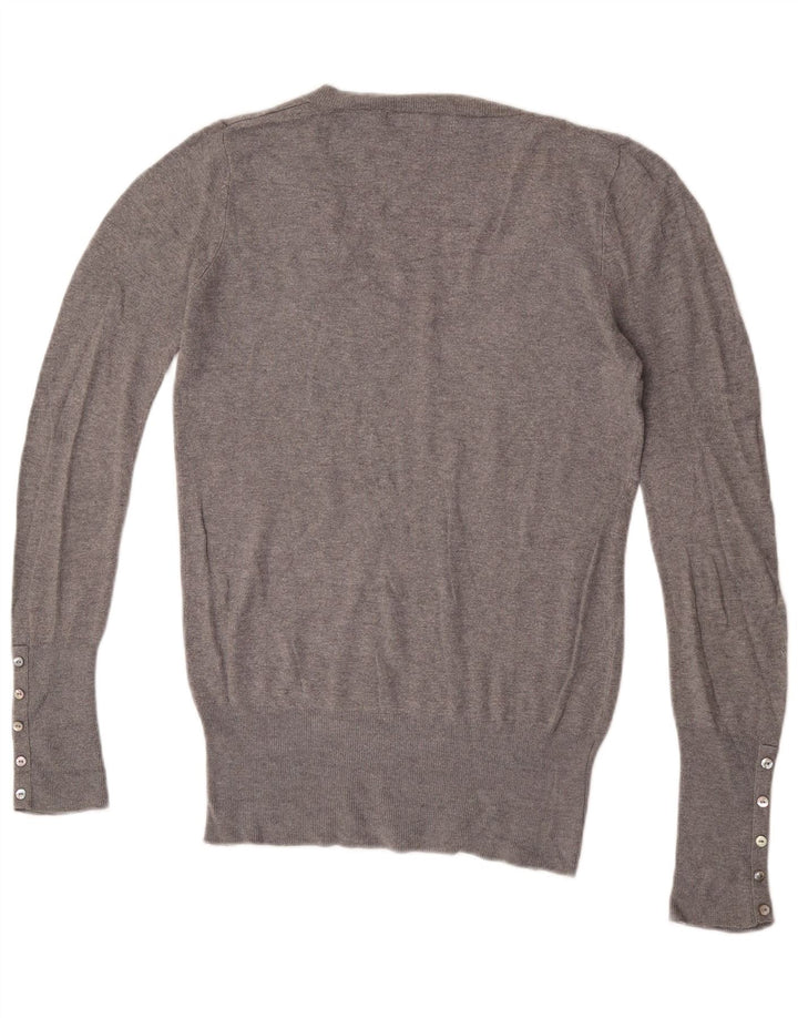 Zara Herren-Pullover mit V-Ausschnitt, groß, grau gefleckter Viskose
