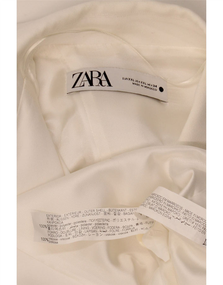 ZARA Damen Ärmelloser Mantel UK 20 2XL Weiß Polyester