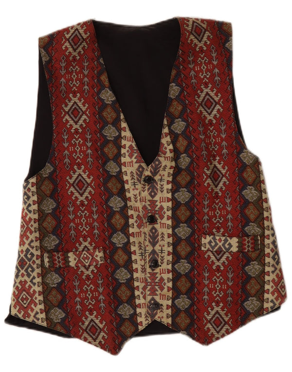Vintage Herren Weste Medium Mehrfarbig Geometrisch Aztekisch