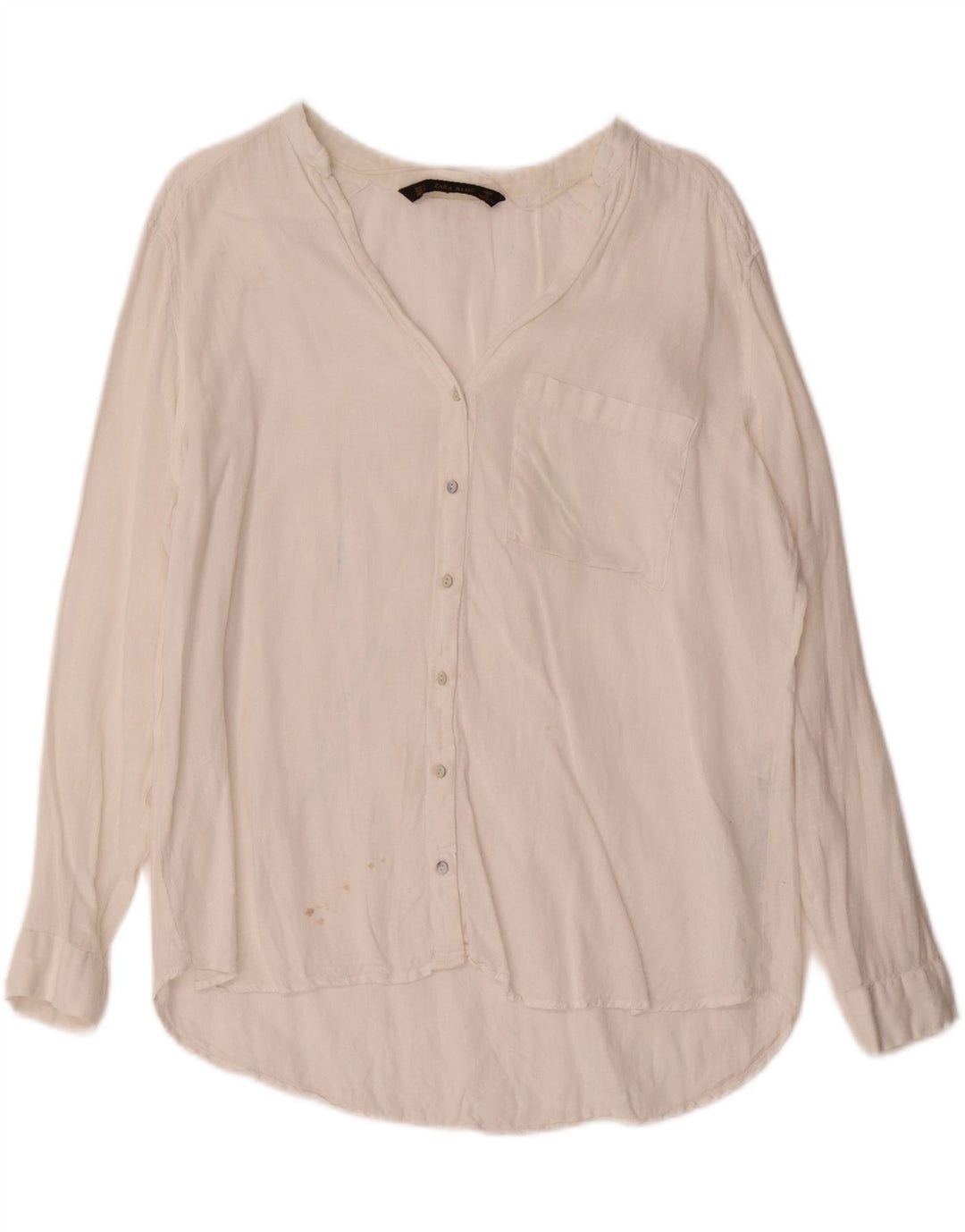 Zara Damen-Hemd UK 16 Large Weiß Leinen