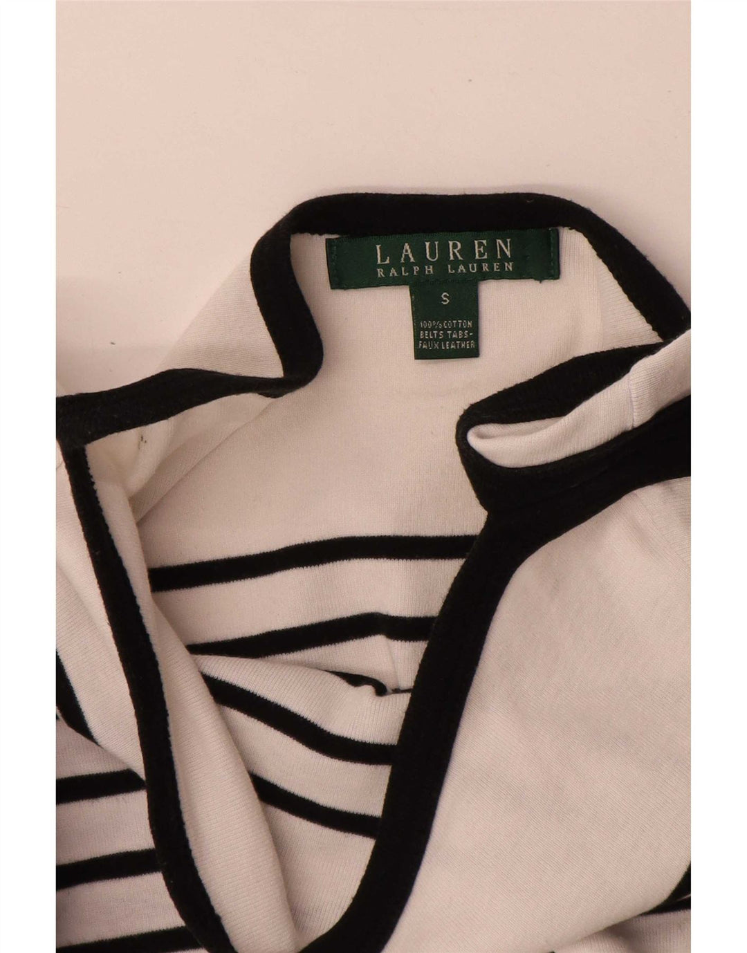 Ralph Lauren Damen-Basic-Kleid mit kurzen Ärmeln, UK 10, Größe S, weiß gestreift