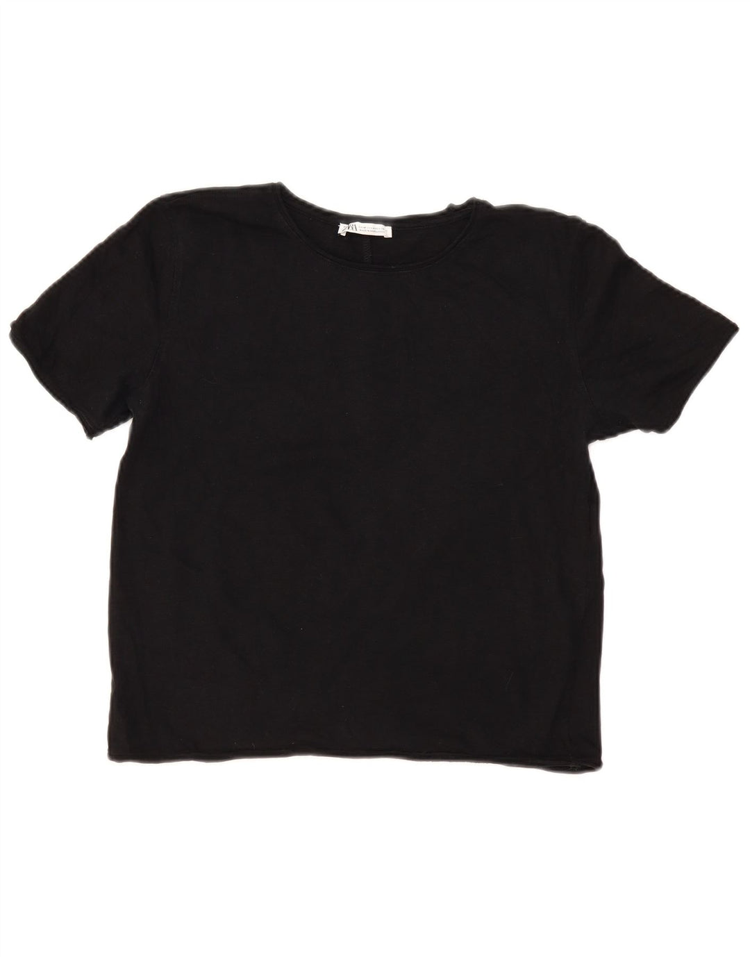 Zara Damen T-Shirt Top UK 12 Medium Schwarz