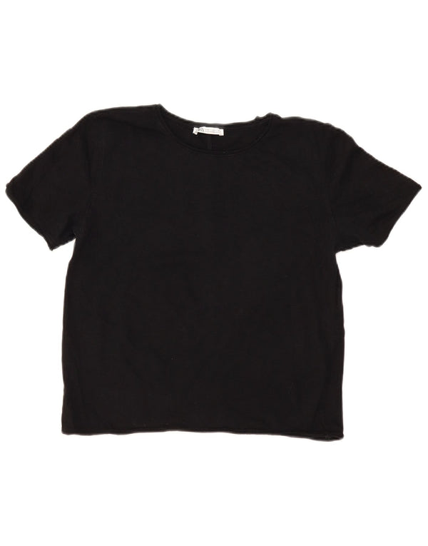 Zara Damen T-Shirt Top UK 12 Medium Schwarz