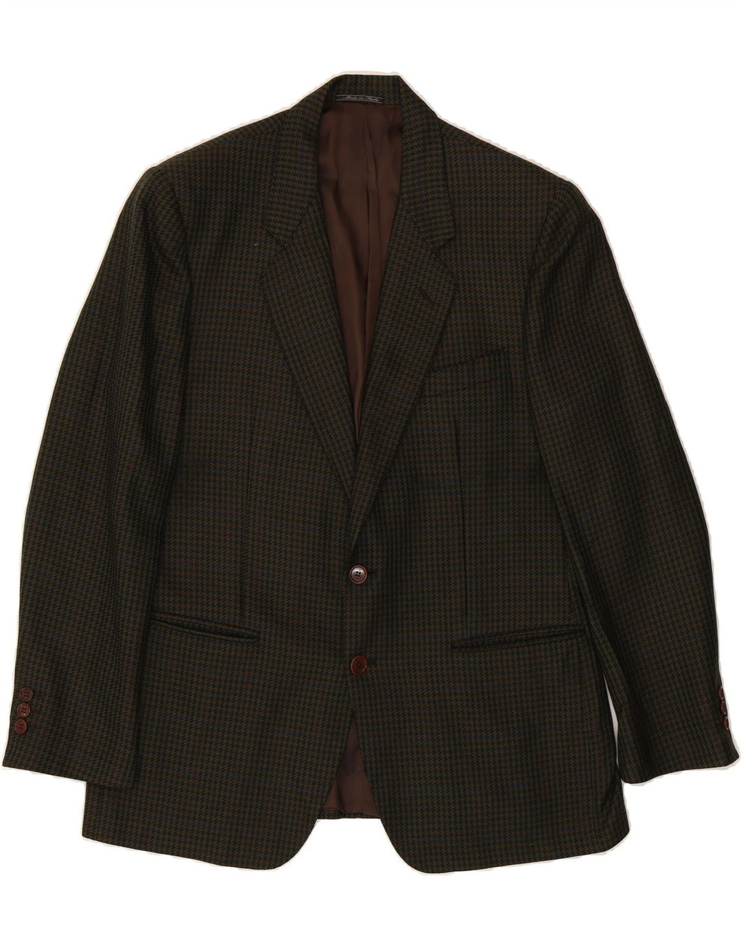 VINTAGE Mens 2 Button Blazer Jacket IT 54 2XL Green Houndstooth Vintage Vintage and Second-Hand Vintage from Messina Hembry 