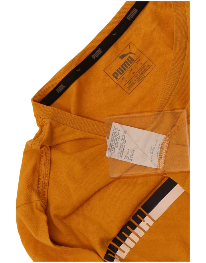 Puma Herren Grafik-T-Shirt-Oberteil aus mittelgelber Baumwolle