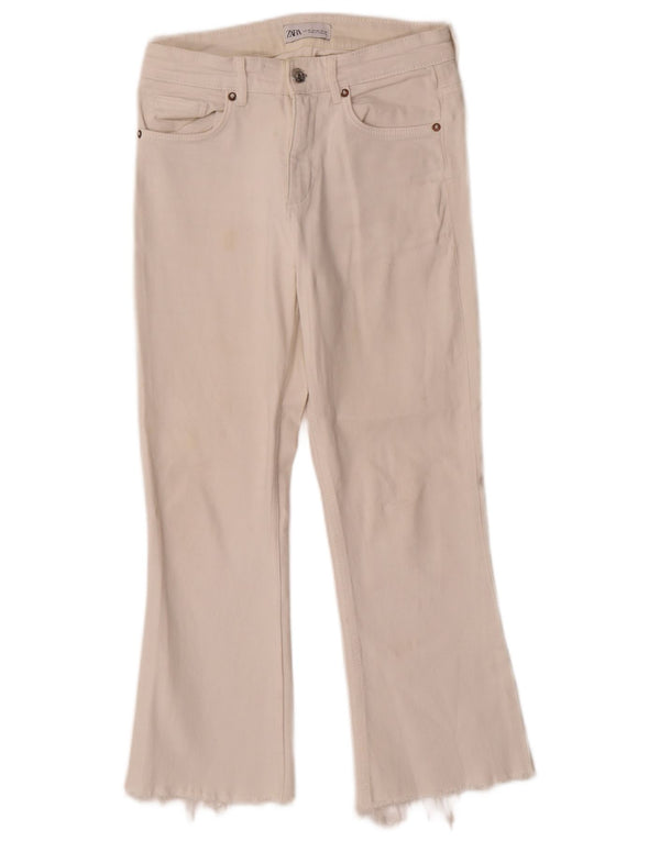 Zara Damen Bootcut Jeans EU 36 XS W26 L24 Weiße Baumwolle